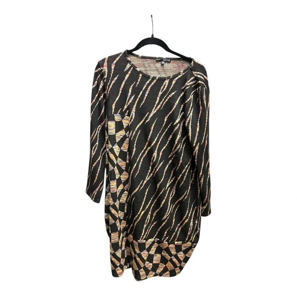 Abstract Print Balloon Hem Shea Dress - Kaleidoscope by Kozan Size S - Picture 1 of 5